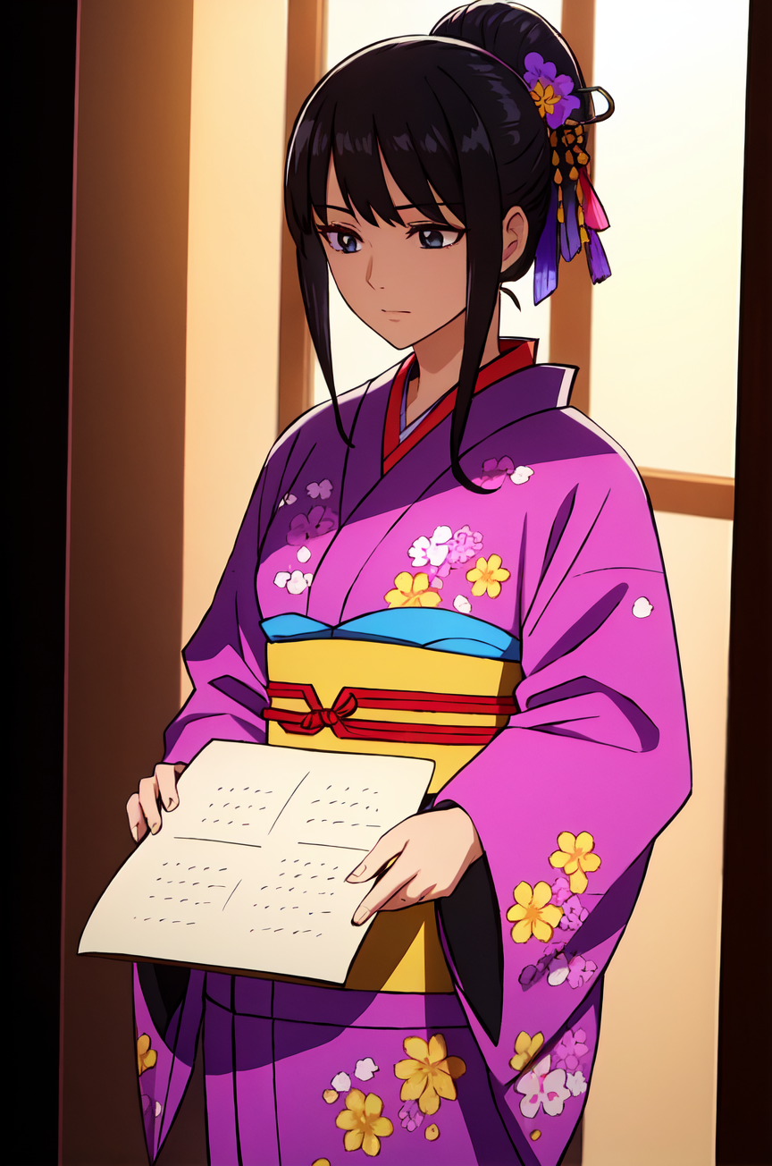 1girl, wanostyle, (masterpiece), (best quality), solo, female focus, extremely detailed, illustration, kimono, traditional...